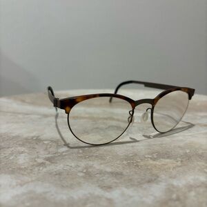 LINDBERG 9813 PU12 Havana Tortoise/Brown rounded metal frame eyeglasses